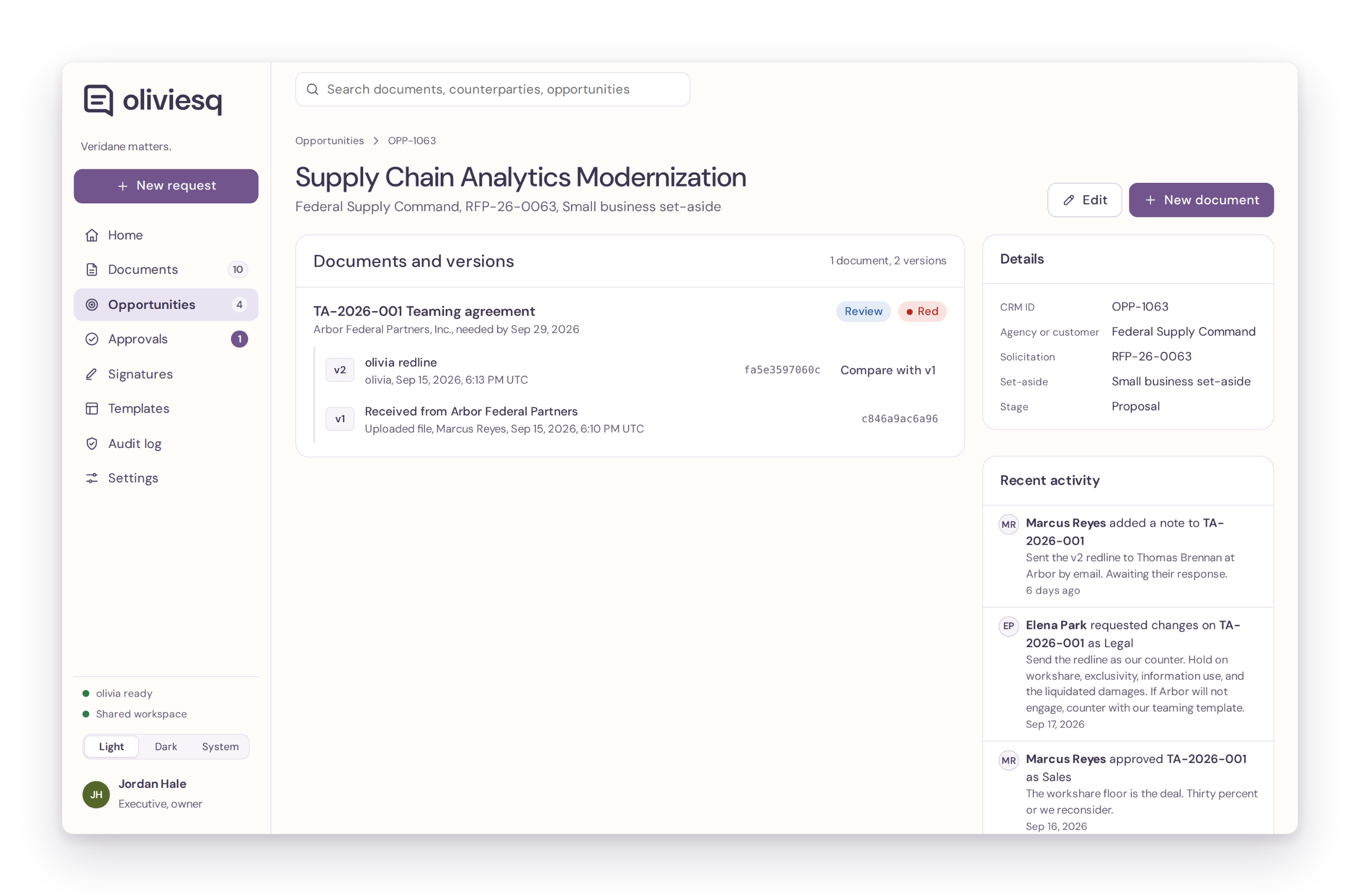 An opportunity with its linked documents.